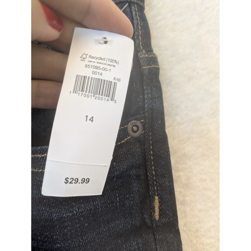 NEW Gap Kids Skinny Fit Jeans Boy's 14 Dark Indigo Wash Sits Below Waist - Picture 6 of 10